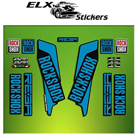 Pegatinas HORQUILLA Rock Shox REBA 2016 ELX21 Stickers AUFKLEBER Autocollant ADESIVI Bicicleta Cycle MTB Bike 29 Azul/Blue