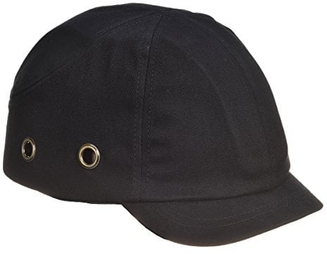 Industrial Safety Baseball Style Ventilated Bump Cap Hat, Short Peak (Black)