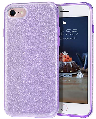 MATEPROX Custodia compatibile con iPhone 7/ iPhone 8 Cover/iPhone SE 2020/iPhone SE 2022 Cover Scintillante Splendente Luccicante Colorato Covers per iPhone 7/8/SE 2020/SE 2022-Viola