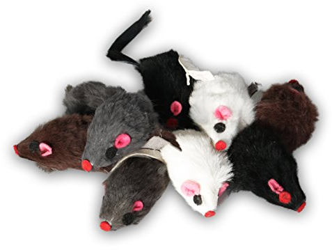EBI Echtfell-Spielzeugmaus, ideale Beschäftigung für Katzen, Fellmäuse im Set, je 5 cm (9 St. mit Rassel)