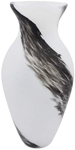 Tammaro Home Vase amphore en Verre de Murano Satin Blanc avec veines Noires