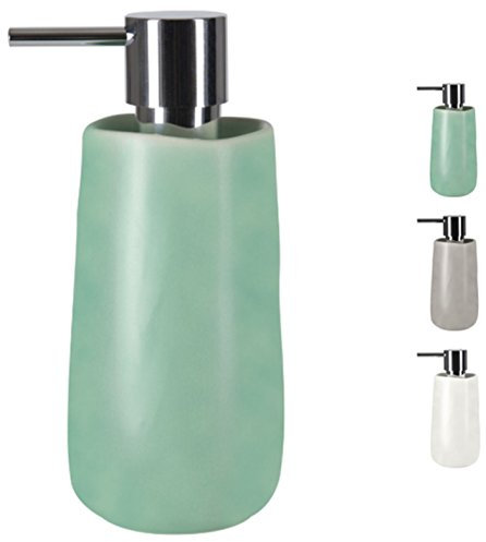 Spirella Seifenspender Sina mit Edelstahlpumpe Flüssigseifen-Spender Porzellan 350ml Langliebig und Robust Grün