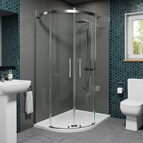 1200 x 900mm Offset LH Quadrant Shower Enclosure Frameless 8mm Glass Tray with Waste