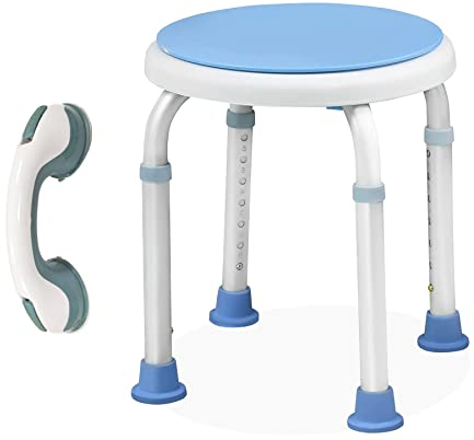 Froadp 360° Drehbarer Duschhocker mit Saugnapf Haltegriff 36-51cm Höhenverstellbar Duschstuhl Anti-Rutsch Badhocker Aluminium Badestühle Badewannensitz Badezimmerhocker für Senioren & Schwangere