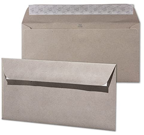 ARTOZ 300 x Briefumschläge DIN LANG - Farbe: beech (hellgrau/hellbraun) - 11,4 x 22,4 cm - mit Haftklebung und Abziehstreifen - Serie Greenline