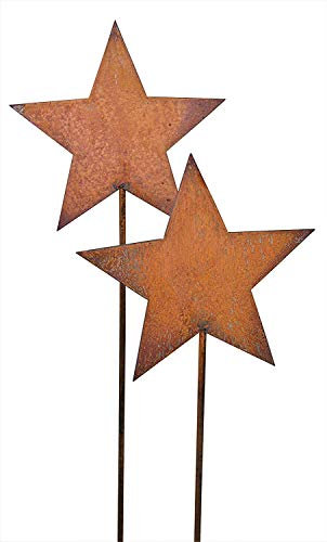 Bornhöft Gartenstecker Stern Set aus Edelrost Metall Rost Gartendekorationige Weihnachten Sterne rostige Gartendekoration (2 x 118cm)