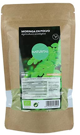 Moringa en polvo 150 g Bio Naturitas Essentials | Superalimento | Antibacteriano y Antiviral | Contiene vitaminas, minerales, ácidos grasos y proteínas