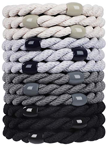 COZEASY 12 Stück Elastische Haargummis, ohne Metall Geflochtener Keine Pull oder Beschädigung Pferdeschwanz Halter, Elastisch Haarbänder für Damen & Mädchen Dickes und Lockiges Haar (Set 4)