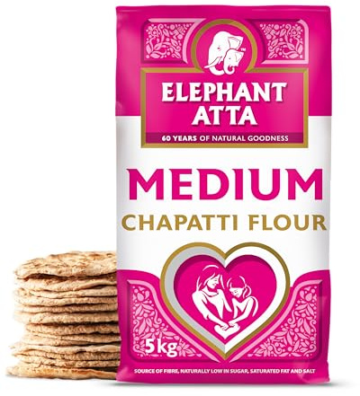 Elephant Atta Medium Chapatti Flour 5kg – Atta Flour for Roti, Naan & Chapattis