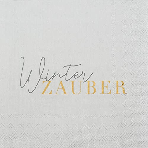 Räder Serviette 1-lagig weiß mit winterlichem Muster in blau und rot, 0 Stück, Papier