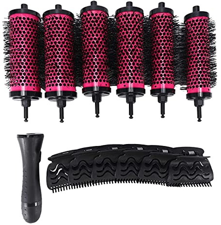 Pyatofyy 6 Teile/Satz 3 Größen Abnehmbarer Locken Wickler Pinsel mit Positionierungs Klammern Keramik Locken Wickler Kamm Friseur