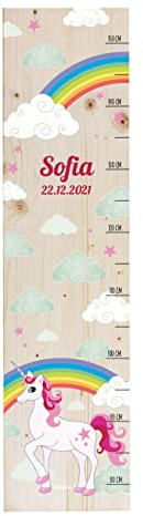 Striefchen® Messlatte für Kinder mit tollen Fantasie-Motiven, Holz, personalisiert Einhorn