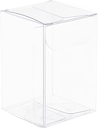 BENECREAT 40Pcs Clear Gift Boxes Rectangle Transparent PVC Favor Boxes 4x4x6cm/1.5x1.5x2.3'' for Wedding Party Treat Candy Cupcakes