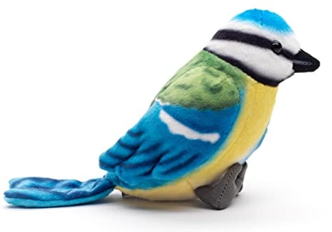 Uni-Toys - 'Peep' - Blaumeise - 10 cm (Höhe) - Plüsch-Vogel, Meise - Plüschtier, Kuscheltier