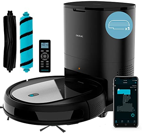 Cecotec Robot Aspirador y Friegasuelos con Base de Autovaciado Conga 2290 Ultra Home T. Tecnología Gyro, Incluye Base de Autovaciado, App Control, 2 Cepillos, 2100 Pa, 160 min Autonomía