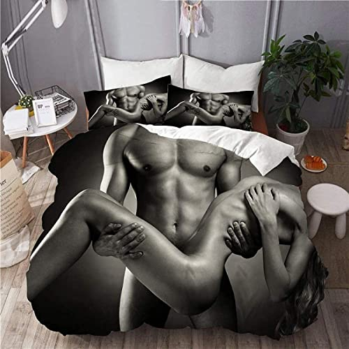 Bettwäsche 135x200 Sexy Frau Mann Nackt Betten Set Microfaser Bettbezug + 2 Kissenbezug 80x80 cm Bettwäsche Set Kinder Jungen Mädchen Männer