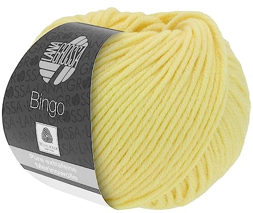 LANA GROSSA Bingo | Extrafeine Merinowolle waschmaschinenfest und filzfrei | Handstrickgarn aus 100% Schurwolle (Merino extrafein) | 50g Wolle zum Stricken & Häkeln | 80m Garn