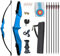 Monleap Archery 53 Takedown Recurve Bogen und Pfeile Set für Erwachsene Langbogen-Kit Gerader Bogen für die Linke und rechte Hand für Anfänger beim Jagdschießen (Blau, 30 lb)