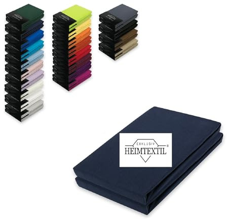 EXKLUSIV HEIMTEXTIL Jersey Spannbettlaken Marke Doppelpack 90-100 x 200 cm 100% Baumwolle, Öko - Tex Zertifiziert, Markenqualität, Matratzenhöhe bis 25 cm, Navyblau
