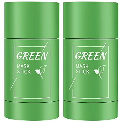 2 Pack Green Tea Cleansing Mask Stick,Blackhead Remover Mask Stick,Purifying Clay Stick,Anti-Acne Oil Control & Clean Pores for All Skin Types Women and Men