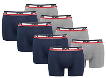 Levi's Sportswear Logo Herren Boxershorts Unterwäsche aus Bio-Baumwolle im 8er Pack, Farbe:Dress Blues, Bekleidungsgröße:L