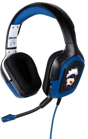 Konix Jujutsu Kaisen Auriculares Gaming con Cable para PS4, PS5, Switch, Xbox One y Series X|S - Micrófono a 45° - Cable de 1,5 m - Conector Jack de 3,5 mm - Diseño de Gojo