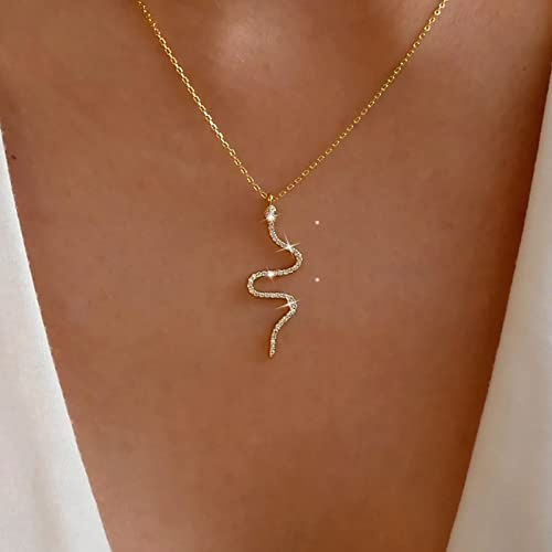 Atentuyi Punk Schlange Anhänger Halskette Gold Kleine Schlange Halskette Strass Kristall Schlange Choker Cz Anhänger Halskette Zierliche Dünne Kette Halskette Tier Halskette Schmuck Frauen Und Mädchen