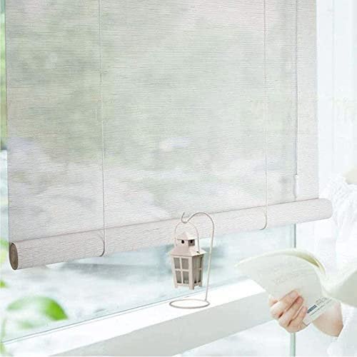 Store en Bambou Interieur 50cm 60cm 70cm 80cm 90cm 100cm 120cm 140cm,Store Enrouleur en Bambou Blanc,Pare-soleil Extérieur,Stores Romains,Rideaux D'intimité,Pour Fenêtres,W×H-80x100cm/31.5x39in