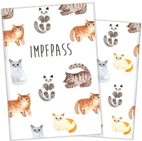 Wilhelm Fell Funda para cartilla de vacunación para animales, personalizable para tu gato, idea de regalo personal para dueños de mascotas, funda protectora para cartilla de vacunación para perros y
