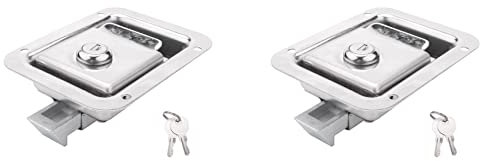 LIGUSTRUM 2 x Paddle Lock with Lock & Key Stainless Steel Zip Door Lock Robust Lock for the Small