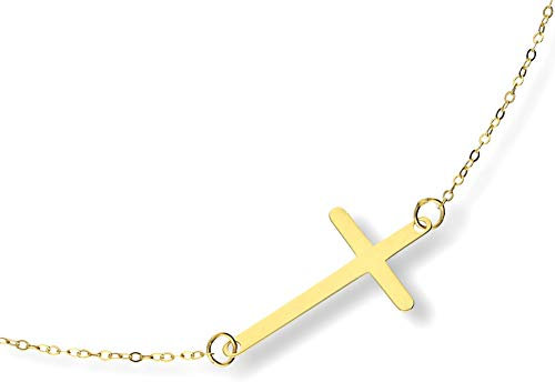 Echte 585 Gold Kette/COLLIER, Kreuz Anhänger,14 Karat Gelbgold inkl. Schmucketui