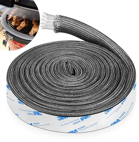 Kit de joints en maille métallique pour barbecue Kamado Joe Grill Classic High Temp en fibre de verre Joint de rechange pour fumoir BBQ Accessoires auto-adhésifs en feutre 381 cm de long