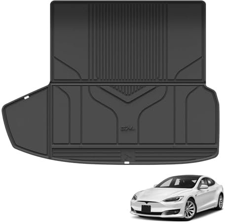 3W Kofferraumwanne für Tesla New Model S 2022-2024, TPE Allwetter Maßgeschneiderte Kofferraummatte Komplettset Tesla New Model S 2022-2024 Auto Kofferraum Zubehör, Wasserabweisend & Pflegeleicht