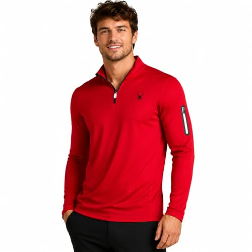 Spyder Herren Active Shirt - Quarter Zip Long Sleeve Performance Pullover (S-XL)
