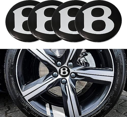 VeroCh 4 Stück 56MM Auto Center Nabenkappen Aufkleber,Für Bentley Motors Limited Arnage Flying Spur Mulsanne Continental,ABS Emblem Aufkleber Wasserdicht Staubdicht Ersetzbar Radnabenabdeckung,B