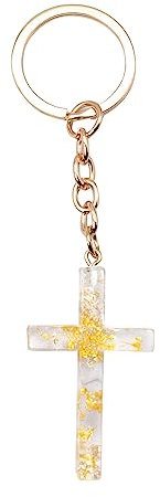 Plumdrop Porte-clés Croix en résine Fait à la Main avec Pendentif Fleurs séchées colorées pour Femmes Filles CreativeCar Sac Ornements Cadeaux Populaires