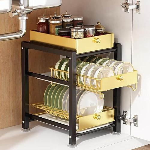 GIZNXBA Organizador Bajo Fregadero Cocina, Under Sink Organizer Organizador De Baño Debajo del Fregadero con Cajones Deslizantes, Organizador Bajo El Fregadero De La Cocina (Size : 3 Tier)
