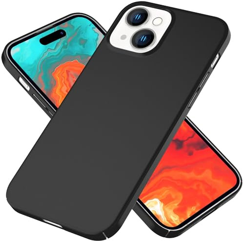 NALIA Ultra Slim Hardcase für iPhone 15 Plus - Hülle, Schwarz | Erhöhter Kamerarand, Kabelloses Laden, Kratzfestes Polycarbonat, Rutschhemmende Silk-Touch Oberfläche, PUREFIT