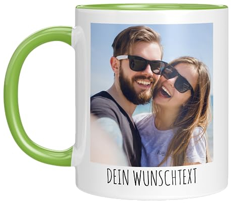 TassenTicker - Tasse selber gestalten - mit Bild und Foto - Personalisiert - Fototasse - bedrucken lassen - Geschenk - Werbetasse - Firmentasse - Logo (Grün)