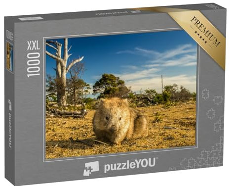 Puzzle 1000 Teile XXL „Wombat beim Grasen im tasmanisch-australischen Busch“ – aus der Puzzle-Kollektion Wombats, Exotische Tiere & Trend-Tiere