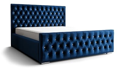 Verona Idee Polsterbett POSSO mit Lattenrost Holzrahmen Bettkasten 5 Größen viel Farben Auswahl BLAU 140cm X 200cm