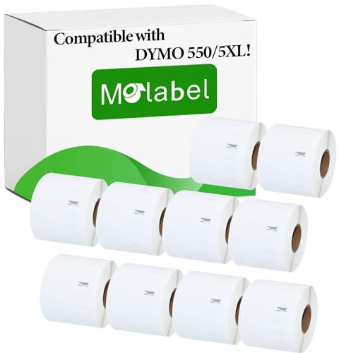 Molabel kompatible Adressetiketten für Dymo S0722430 (99014) – 10 Rollen, je 220 Etiketten – kompatibel mit Dymo LabelWriter 550 Druckern