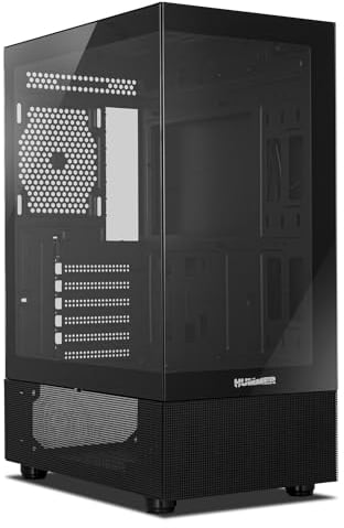 NOX XTREME PRODUCTS Hummer Vision Black - Semitower ATX | M-ATX, Seiten- und Frontscheibe aus gehärtetem Glas, Platz für 5 Lüfter, Kompatibel mit Grafikkarten bis zu 300mm, USB 3.0, Schwarz