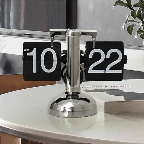 Lxwyq Flip Desk Clock - Mechanical Retro Style -Digital Display Battery Powered - Home & Office Décor 8 x 6.5 x 4 Inches