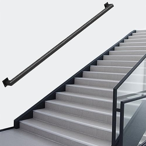 Schwarzer Treppenhandlauf, Metall-Schmiedeeisen-Wandstützstange, industrieller Geländer-Handlauf aus Eisen, quadratische Rohrbalustrade für Innen- und Außengeländer (1 FT)