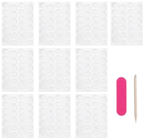 240 Adhesivo de Pegamento para Uñas Doble Cara, 10 Hojas de Transparente Pegatinas Autoadhesivas de Gel para Aplicación de Uñas Postizas, Fáciles de Usar, Seguras y Prácticas para Manicura DIY