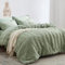 Tospass Housse de Couette Seersucker 220x240cm Vert Sauge + 2 Taies d'oreiller 65x65 cm Gaufré Rayée Rayures Parure de Lit 2 Personne Adulte Linge de lit Microfibre Réversible avec Fermeture Éclair