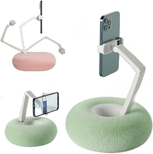 Eeiiey Fuzzy Bowl with Kindle Holder,Tablet Pillow Stand,360°Adjustable Phone Holder for Bed,Kindle Pillow Stand,Cute Plush Kindle Holder Pillow for Phone with Soft Plush Fabric (Green)