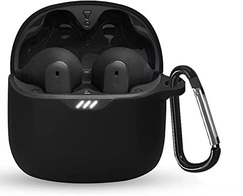 YAODLE Custodia compatibile con JBL Tune Flex Custodia protettiva antiurto morbida, con moschettone, anti-impronte, anti-abrasione (nero)
