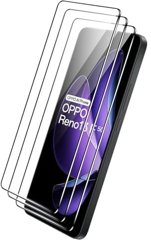 zZjoOoj Protector de Pantalla para OPPO Reno 13F/ 13 FS 5G/4G, Reno 12 F 5G/4G, Reno12 FS 5G/4G, Paquete de 3 Protectores de Pantalla de VidrioTemplado,Sin Burbujas [Película de Vidrio Duro 9H]